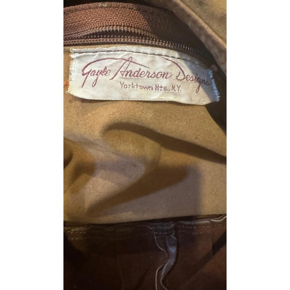 Gayle Anderson Designs Brown Leather Yorktown NY Hobo Flap Vintage 70's 11x8x2" - Picture 3 of 9